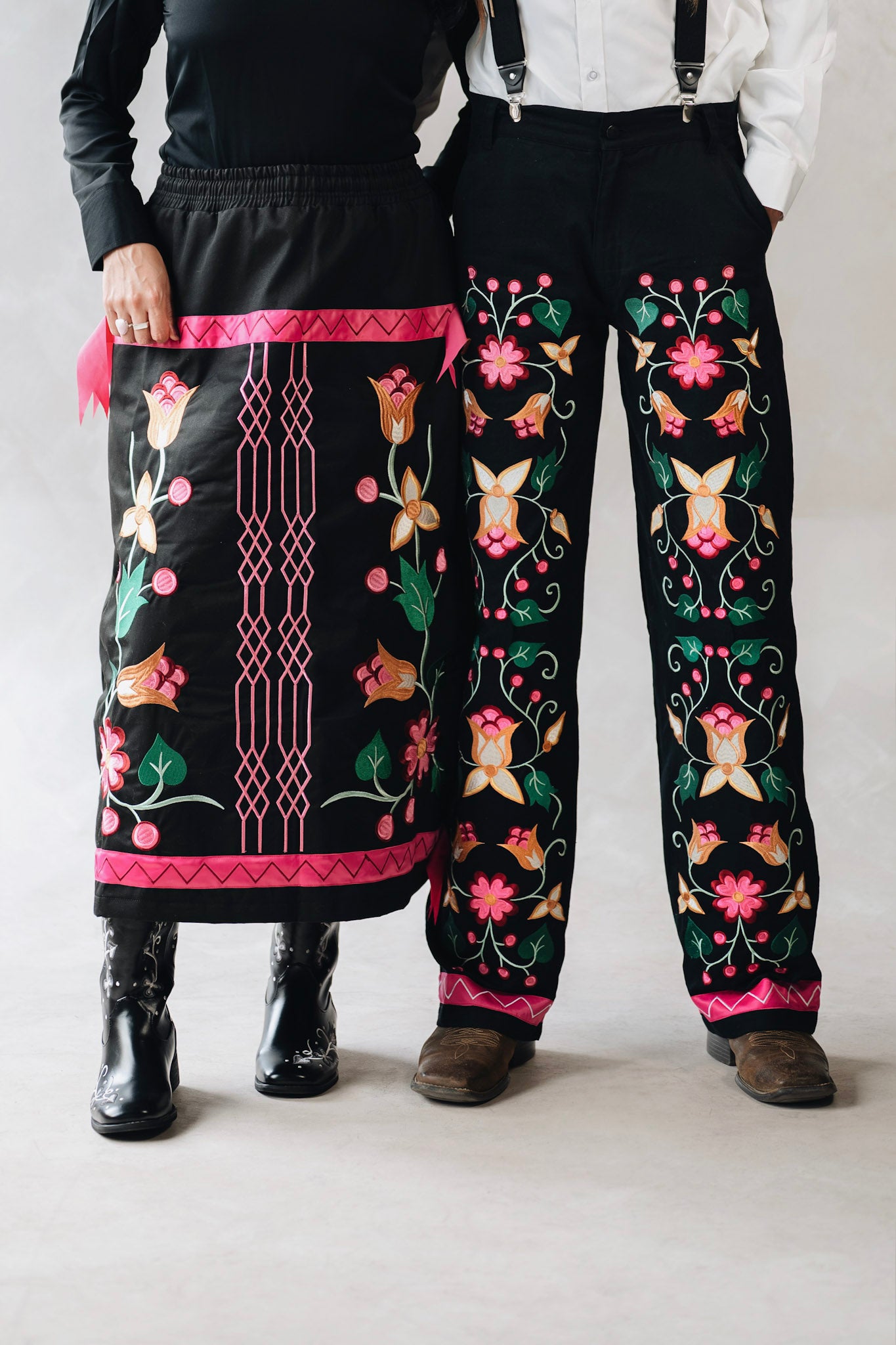 Midnight Rose Embroidered Pants