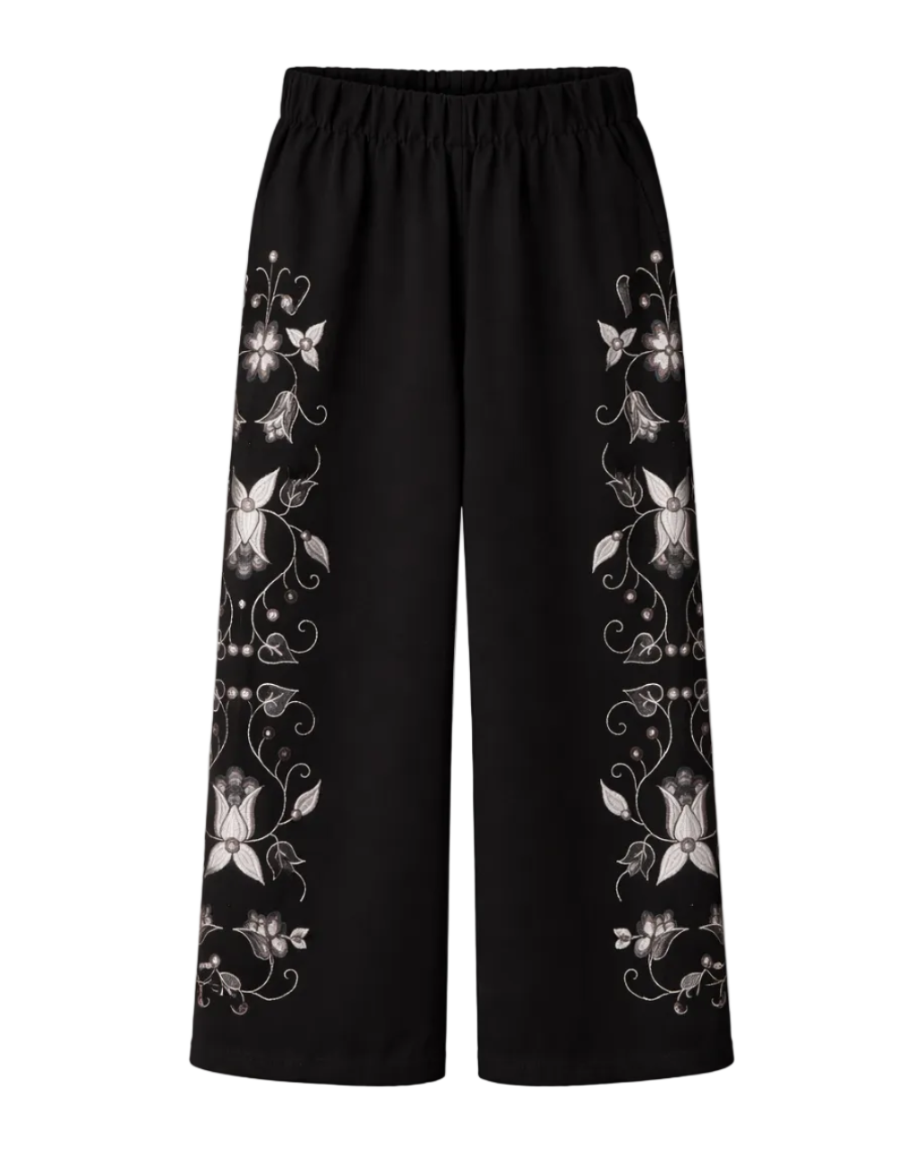 Midnight Rose Embroidered Pants – Ocean Kiana